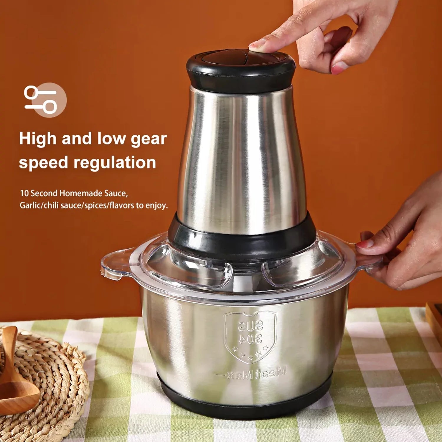 5104 3Ltr Electric Food Processor Stainless Steel Onion Cutter Multi Chopper 2 Speed Levels 5 Blades Universal Chopper for kitchen DeoDap 5104 3Ltr Electric Food Processor Stainless Steel Onion Cutter Multi Chopper 2 Speed Levels 5 Blades Universal Chopper for kitchen DeoDap
